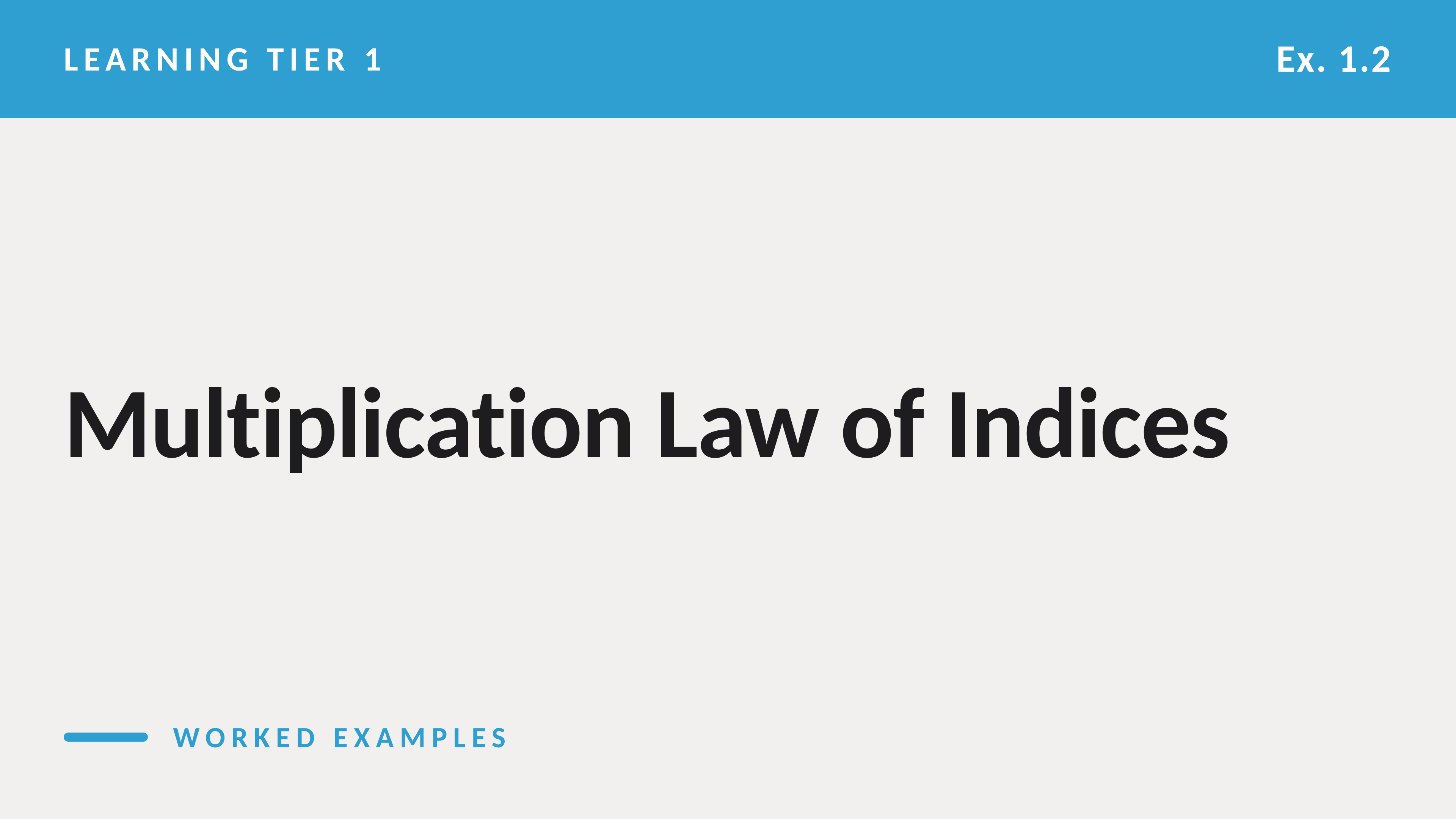 A Simple to Complex worked-example video: Learning Tier 1, Multiplication Law of Indices