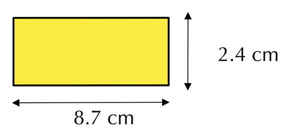 A rectangle labelled 8.7 cm along the base and 2.4 cm up the side.